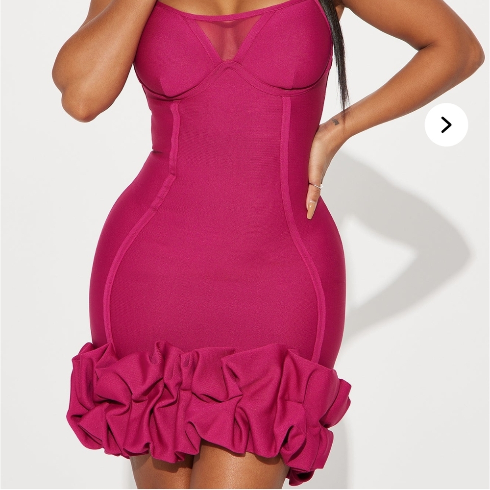 Fashion Nova Vibrant Pink Ruffle Mini Dress